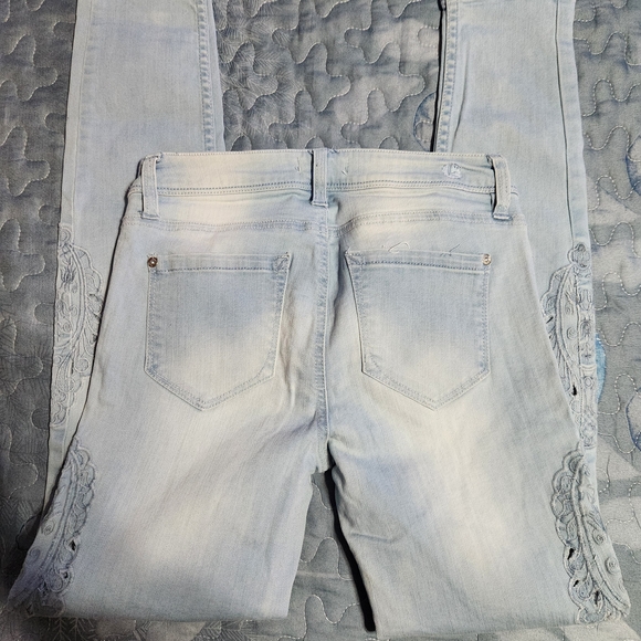Womens Kensie Light Blue Women's Jeans with Lace Detail - Picture 7 of 10